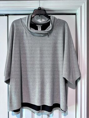 Multiples Striped Tunic in Gray & Black